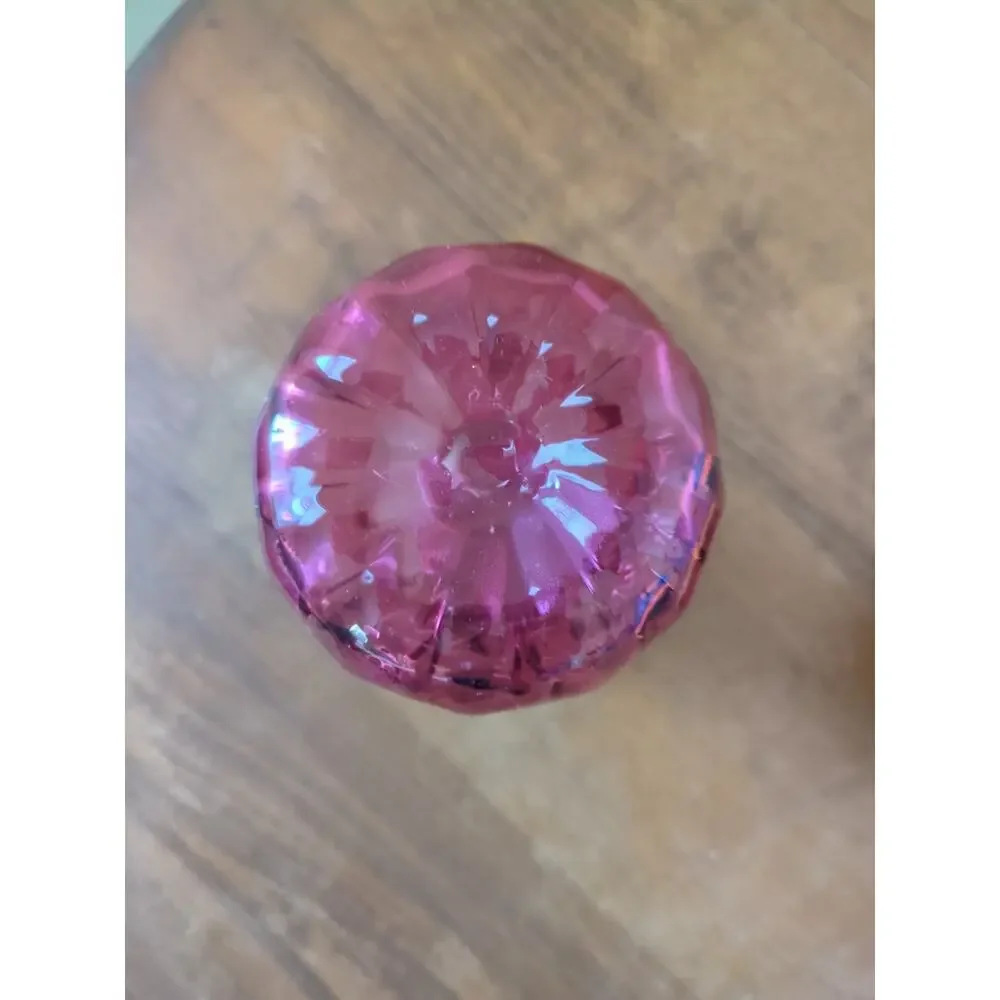 Pilgrim Pinched Neck Cranberry Vase Ruffled Edge 4 3/4